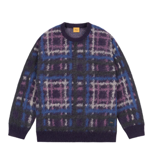 Plaid Mohair L/S Knit Purp