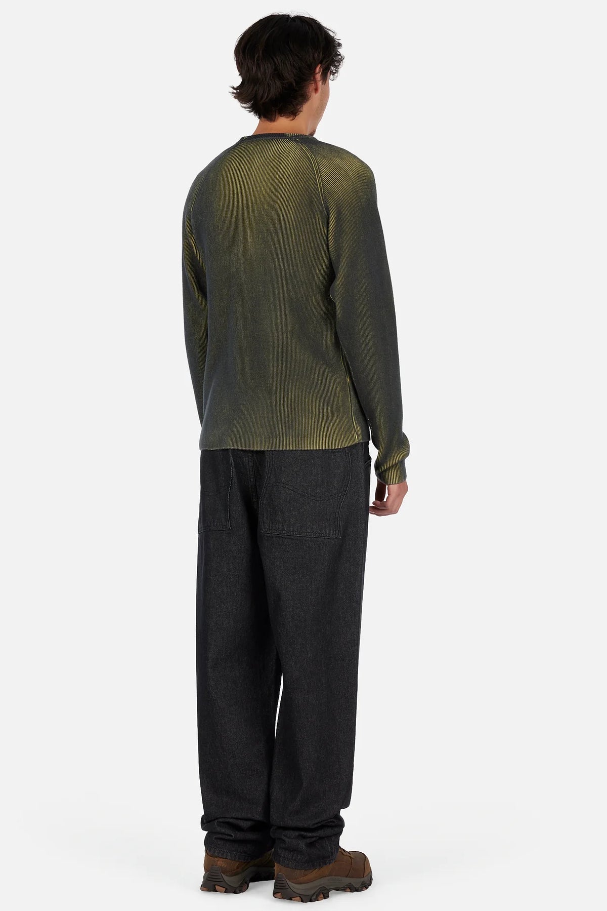 printed Rib Crewneck Sweater Blk/Ylw
