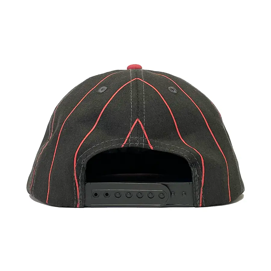 Bubble Pin Adjustable Snapback Hat Blk/Red OS