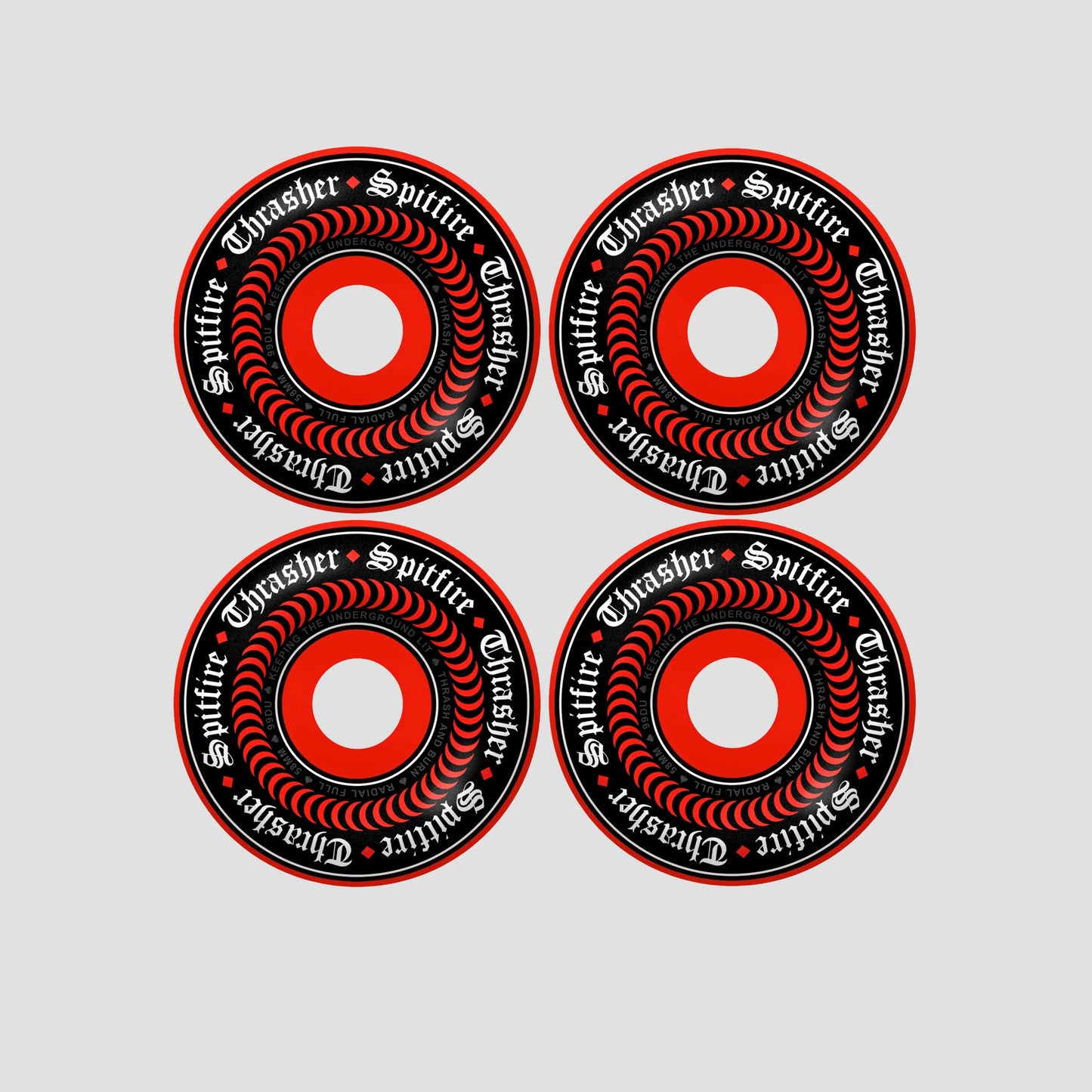 F4 99du Thrasher Oath Wheels Radial Full 58mm Red/Blk