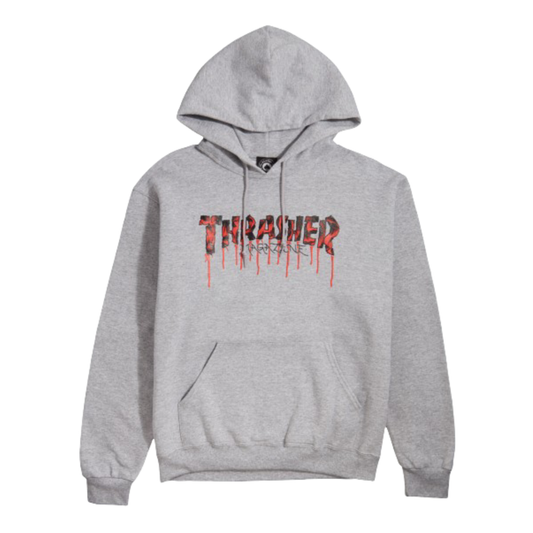 Blood Drip Logo Hoodie Ash Gry (size options listed)