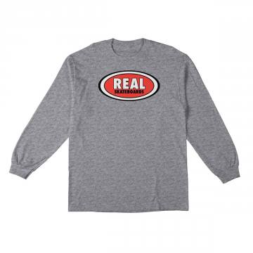 Oval L/S Tee Shirt Ath.Hthr/Red (size options listed)