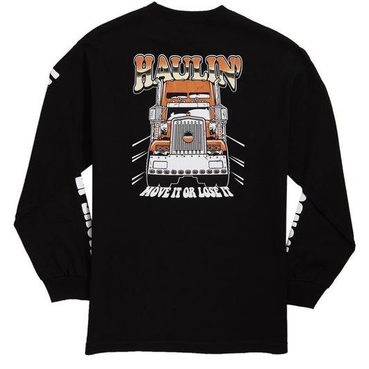 Haulin L/S Tee Shirt Blk (size options listed)