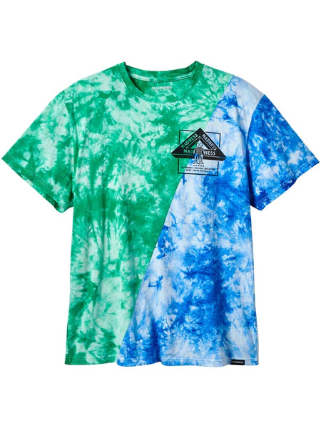 Tie Dye Split S/S Tee Shirt Grn/Blu (size options listed)