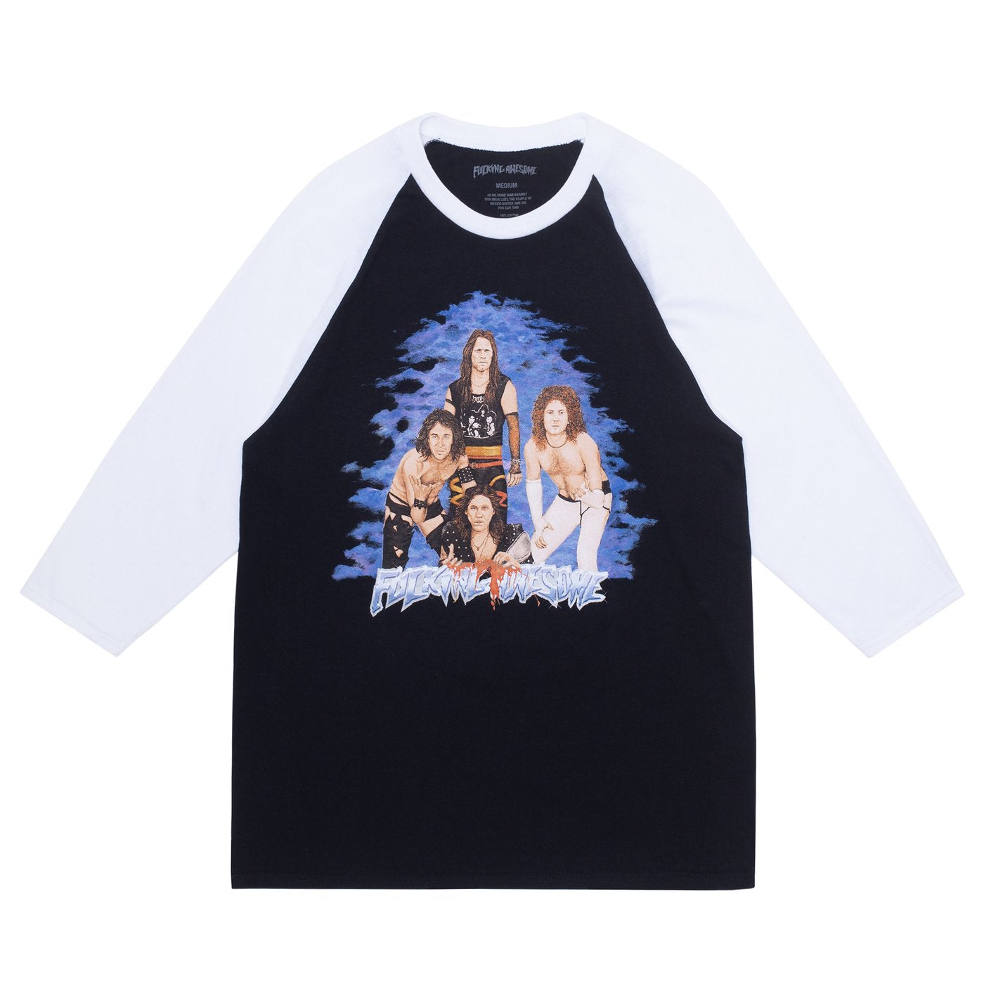 Heavy Metal Baseball 3/4 Tee Wht/Blk (size options listed)
