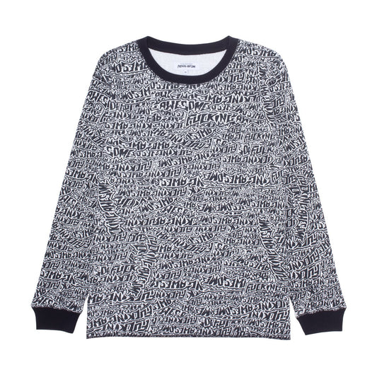Sticker Stamp L/S Thermal Shirt Blk/Wht (size options listed)