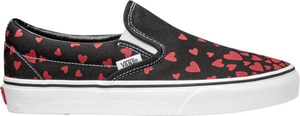 Classic Slip On Valentines Hearts Shoe Blk (size options listed)