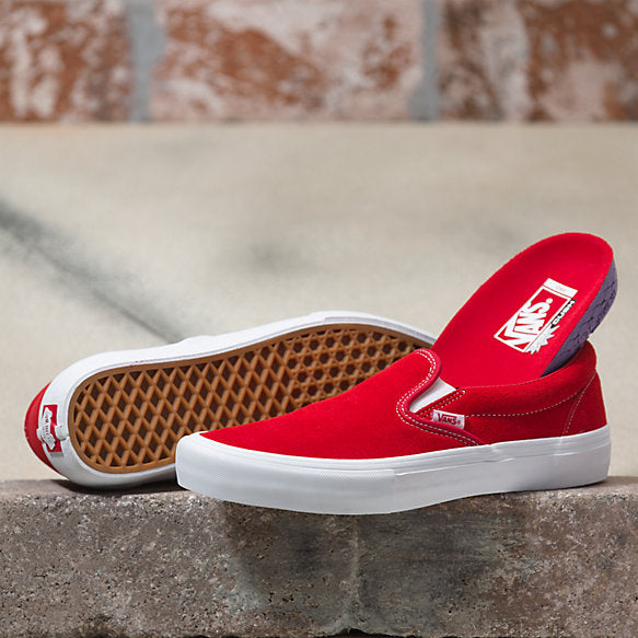 Slip On Pro Shoe Red/White Full Suede (size options listed)