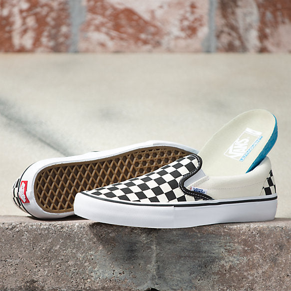 Checkerboard Slip On Pro Shoes Blk/Wht (size options listed)
