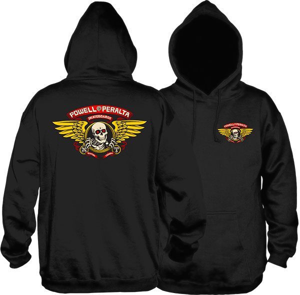 Winged Ripper Mid Weight Pullover Hoodie Blk (size options listed)
