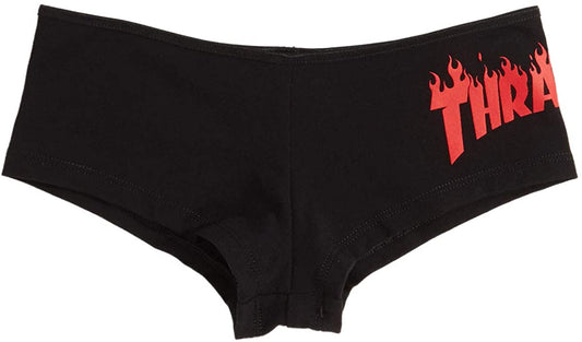 Girls Thrasher Flame Logo Hot Shorts/Panties Blk/Red (size options listed)
