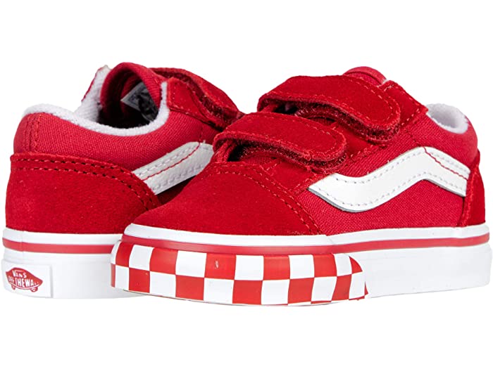 Toddler Old Skool Velcro Check Bumper Shoe Red/Wht (size options listed)