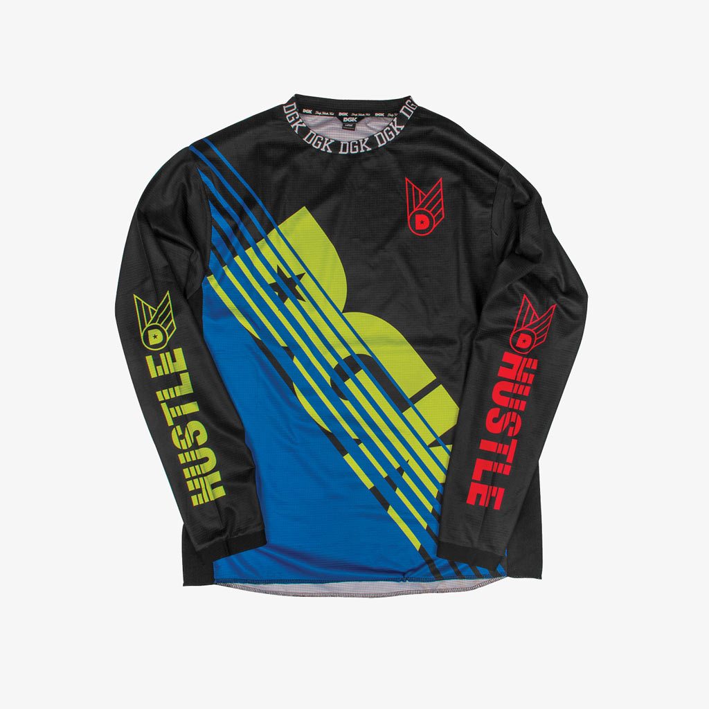 Team Hustle Cutsom Moto Jersey L/S Shirt Blk (large only)