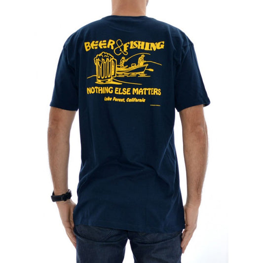 Beer And Fish S/S Tee Navy (size options listed)