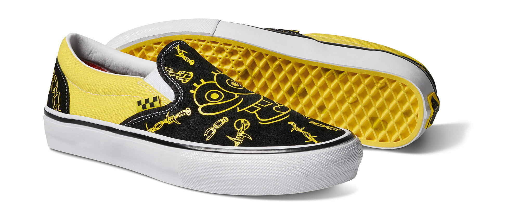 Skate Slip On Spongebob X Mike Gigliotti Shoe Blk Ylw Wht size option Dogwood Skate Shop