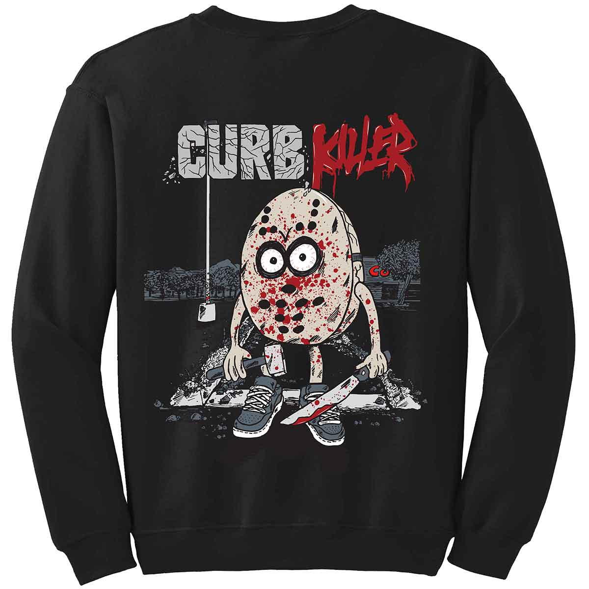 Curb Killer Crewneck Sweatshirt Blk (size options listed)
