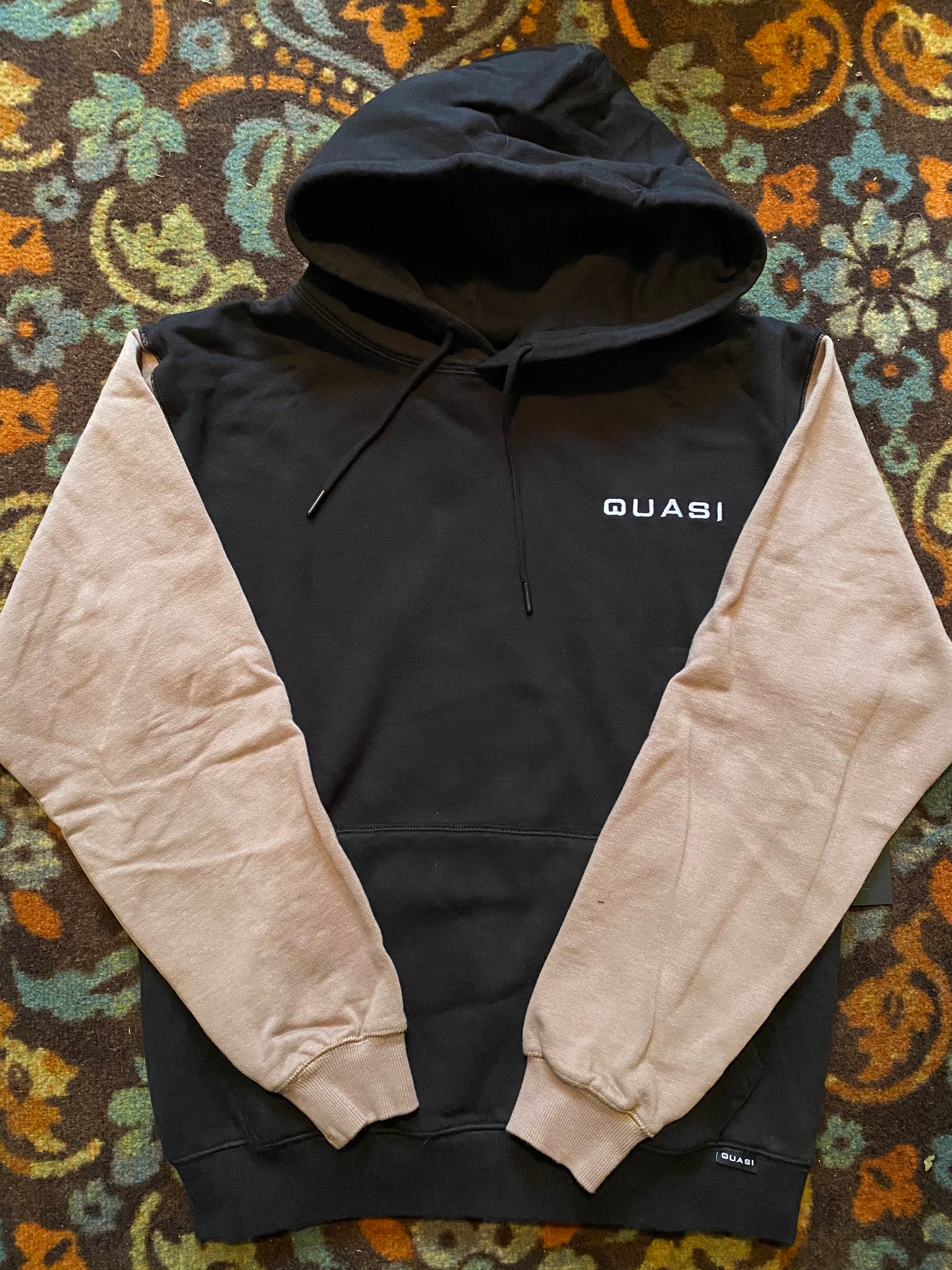 Block Pullover Hoodie Blk/Beige (size options listed)