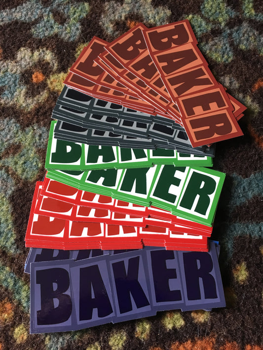 Baker Brand Logo Sticker Approx. 1.75in X 5in (color options listed)