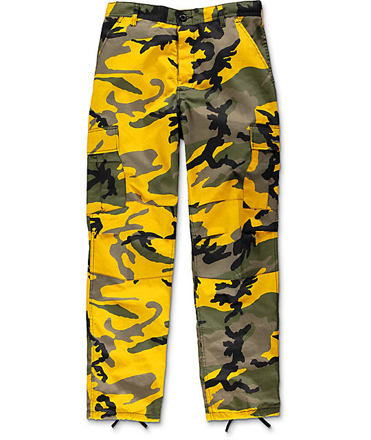 Flowers BDU Stinger Yellow Camo Cargo Pants (size options listed)