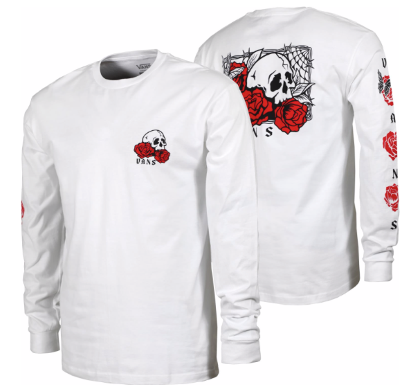 Rose Bed L/S Tee Shirt Wht (size options listed)