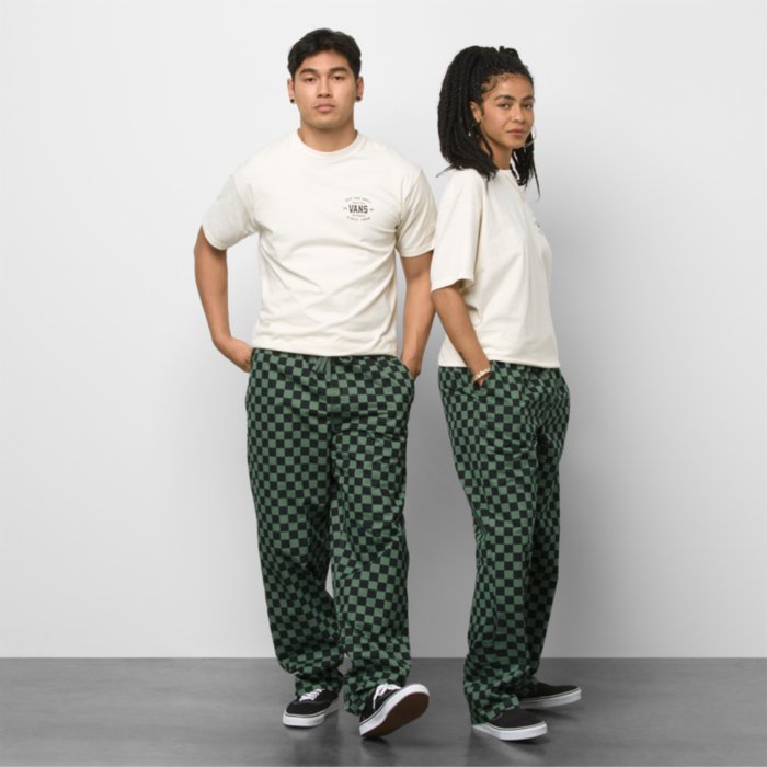 Baggy Tapered Elastic Waste Pant Chk. Duck Grn/Blk(size options listed)