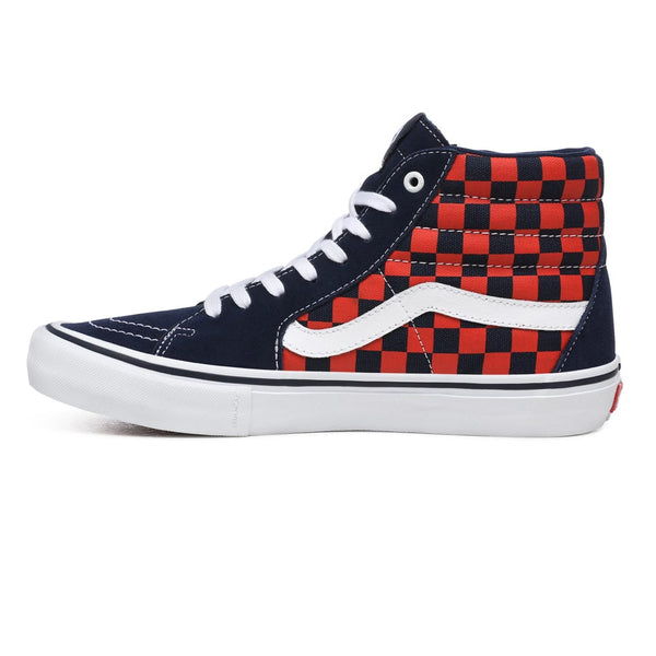 Checkerboard Sk8-Hi Pro Shoe Nvy/Org (size options listed