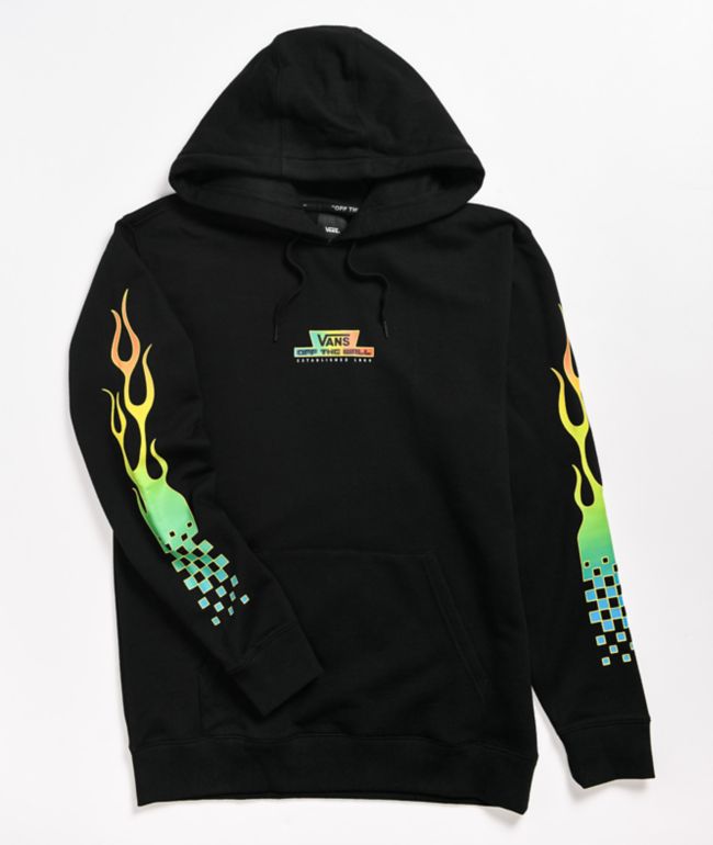 Glow Flame Pullover Hoodie Blk (size options listed)