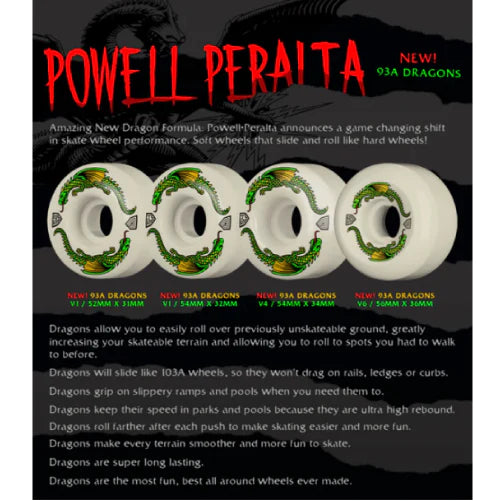 Powell Peralta Dragon Formula Wheels(shape & Size listed)