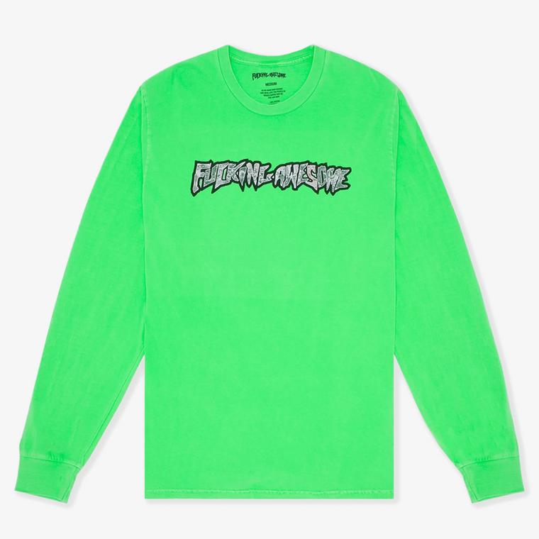 Actual Visual Guidance L/S Tee Shirt Pigment Dyed Neon Grn (size options listed)
