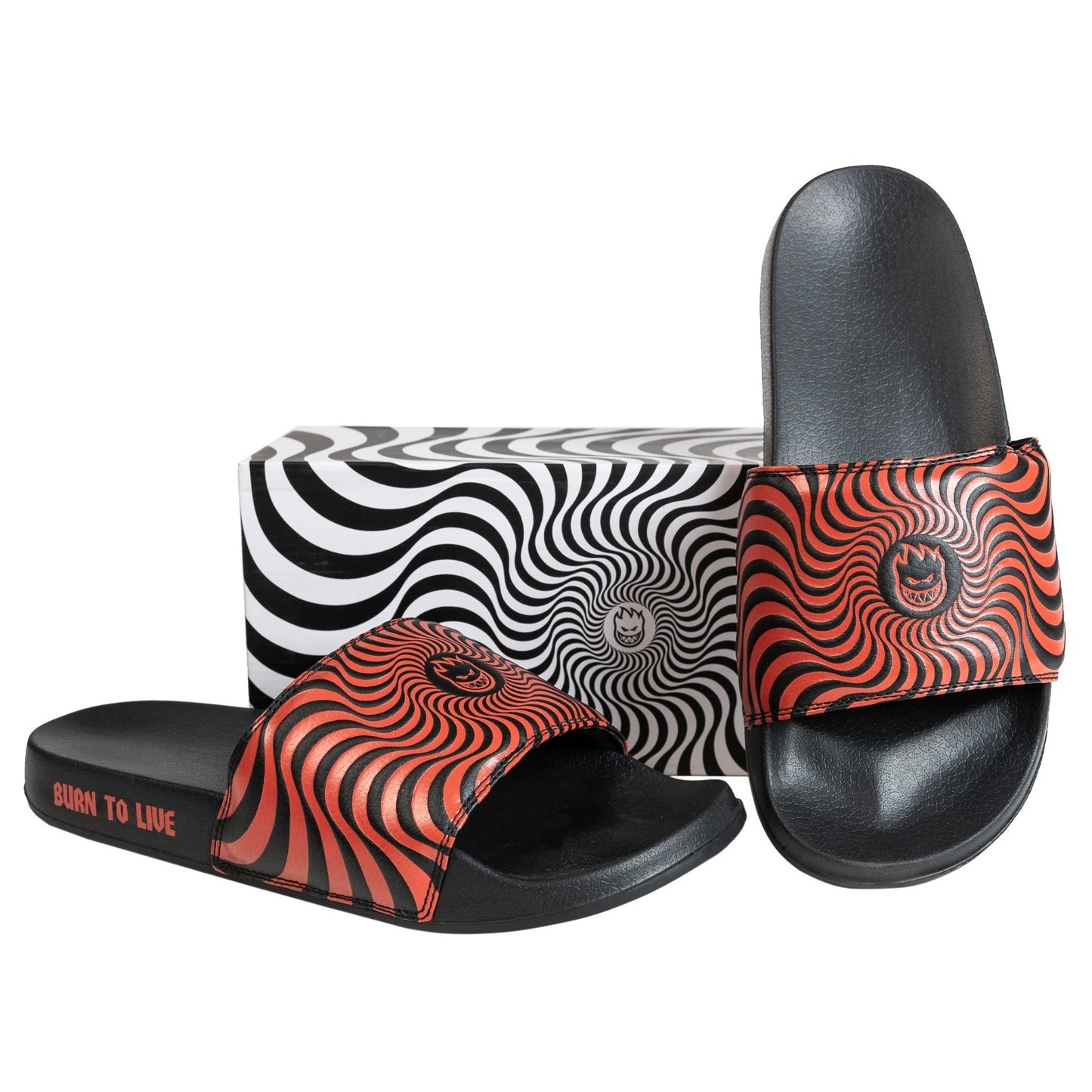 Classic Swirl Slides Blk/Red (size options listed)