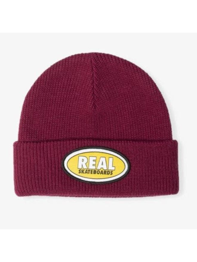 Oval Patch Cuff Beanie D.Red/Ylw OS