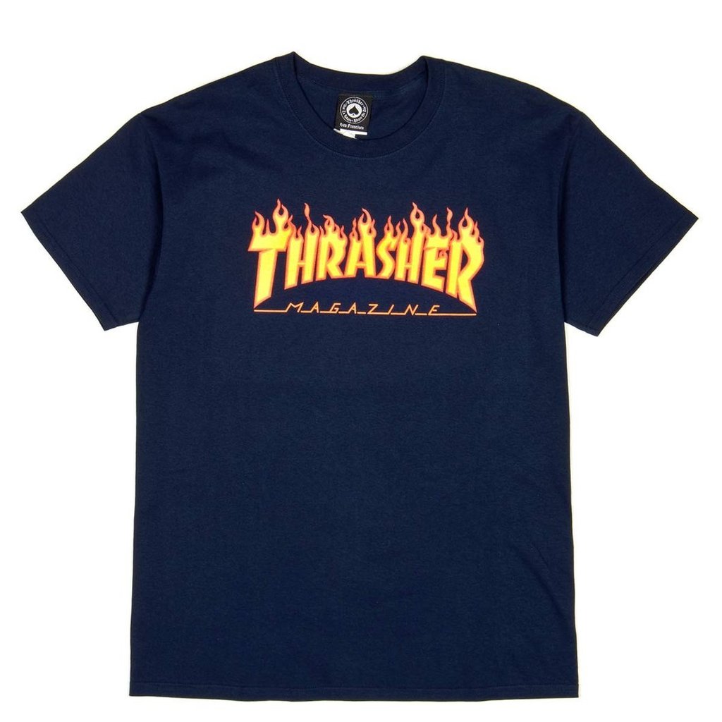 Flame S/S Tee Shirt Navy (size options listed)