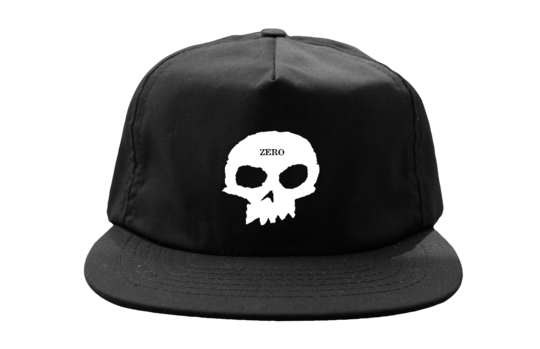Single Skull Adjustable Snapback Hat Blk/Wht OS